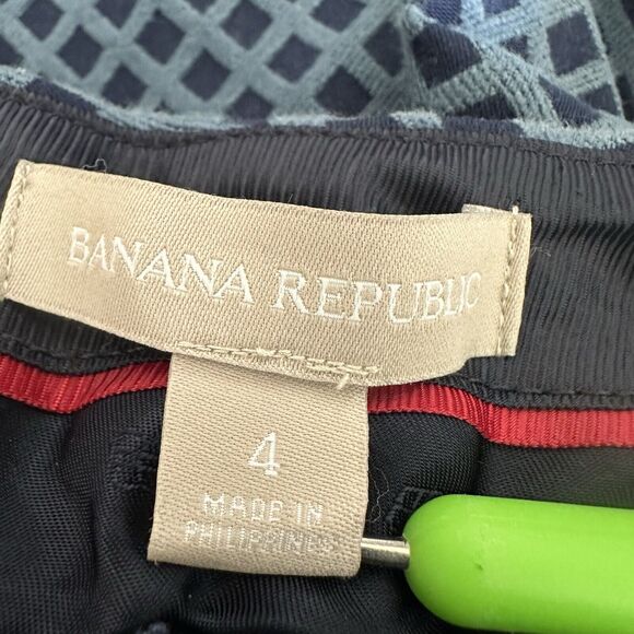 Banana Republic Pants Women Size 4 Camden Fit Blue Diamond Jacquard Ankle Career - Picture 6 of 10